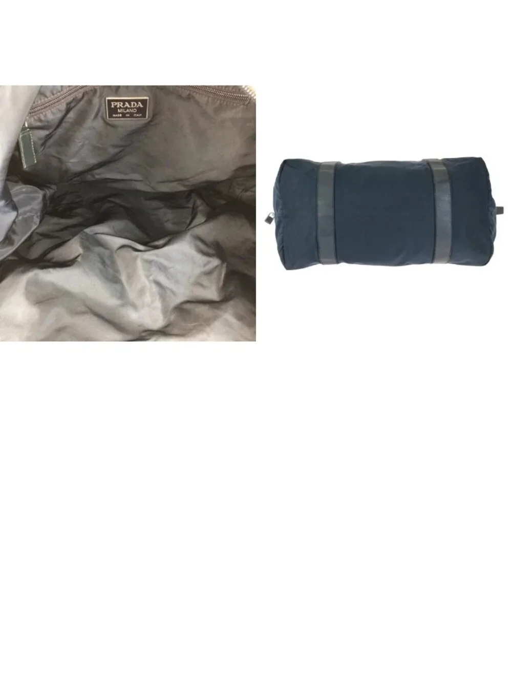 Prada Tessuto Saffiano Navy Nylon Leather Boston